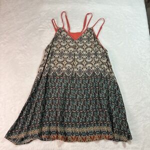 C'isa Womens Sun Dress‎ Straps Flowy Green Coral Adjustable Straps Open Back